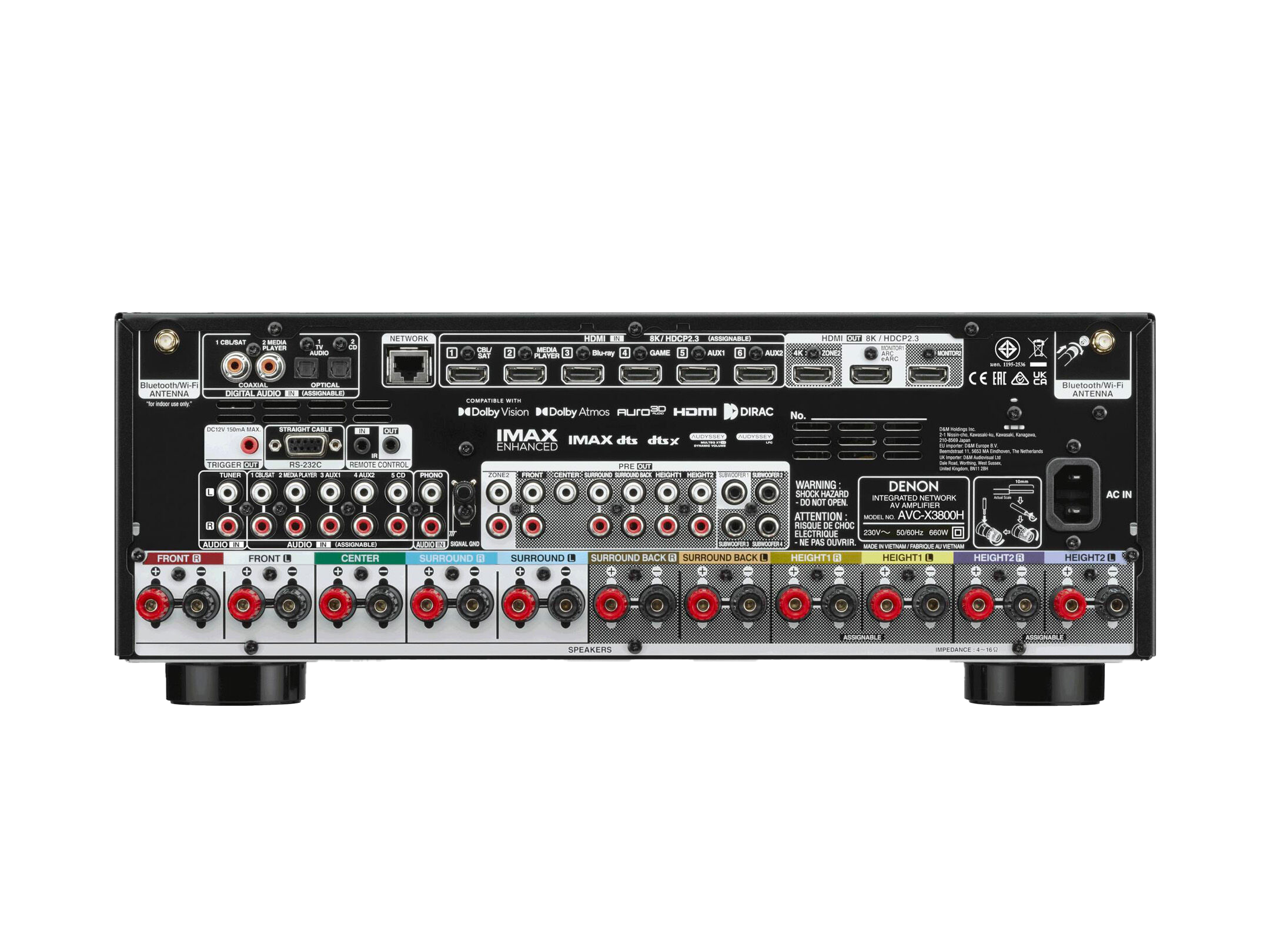 Denon AVC-X3800H - 9.4 Channel 8K AV Receiver - Back