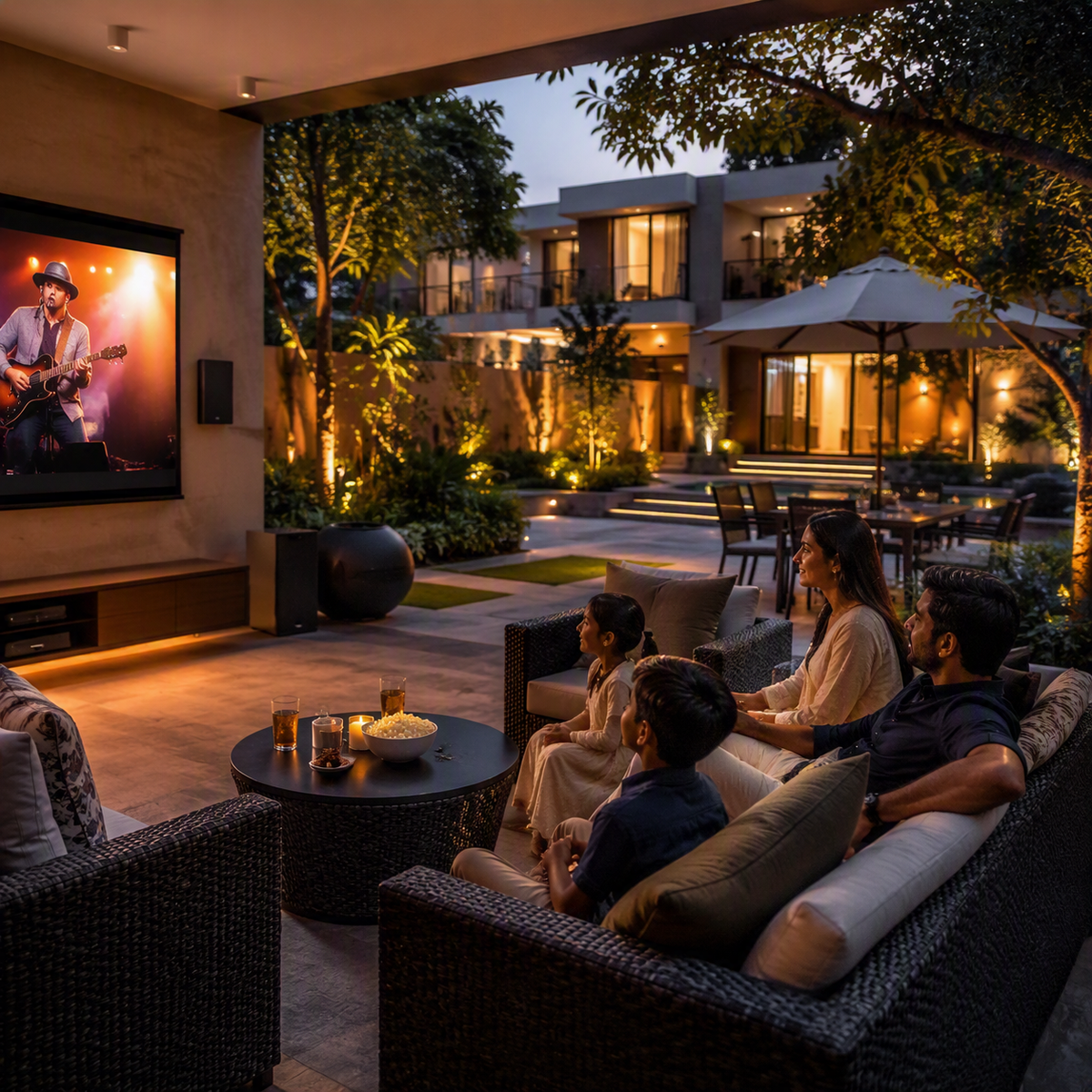 Outdoor poolside cinema - Auratech Dubai