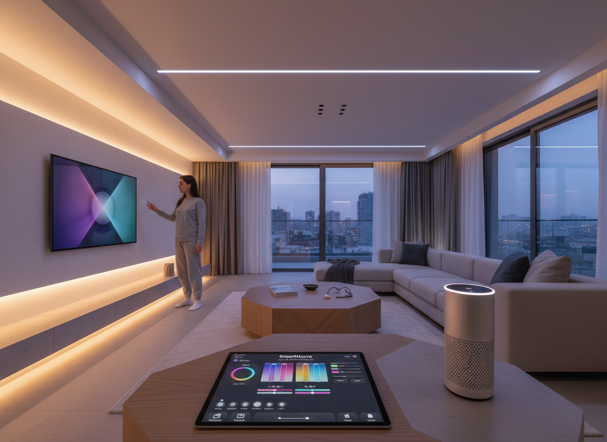 Living room touch control - Auratech Dubai