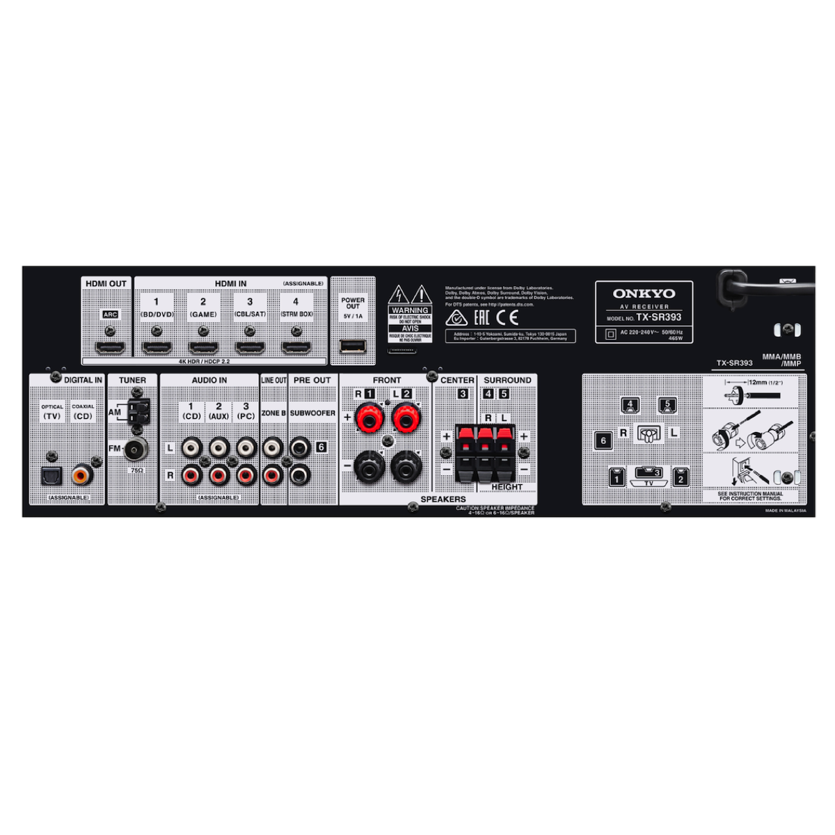 Onkyo TX-SR393 - 5.2 Channel AV Receiver Onkyo TX-SR393 - 5.2 Channel AV Receiver - AVStore