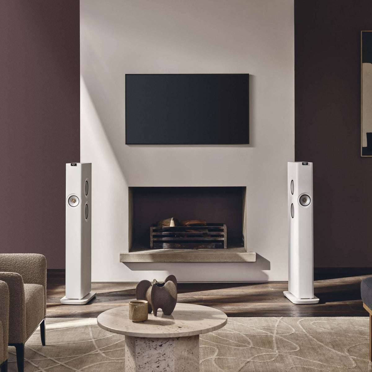 KEF LS60 Wireless - Floor Standing Speaker - Pair - Mineral White - Auratech LLC #color_mineral white