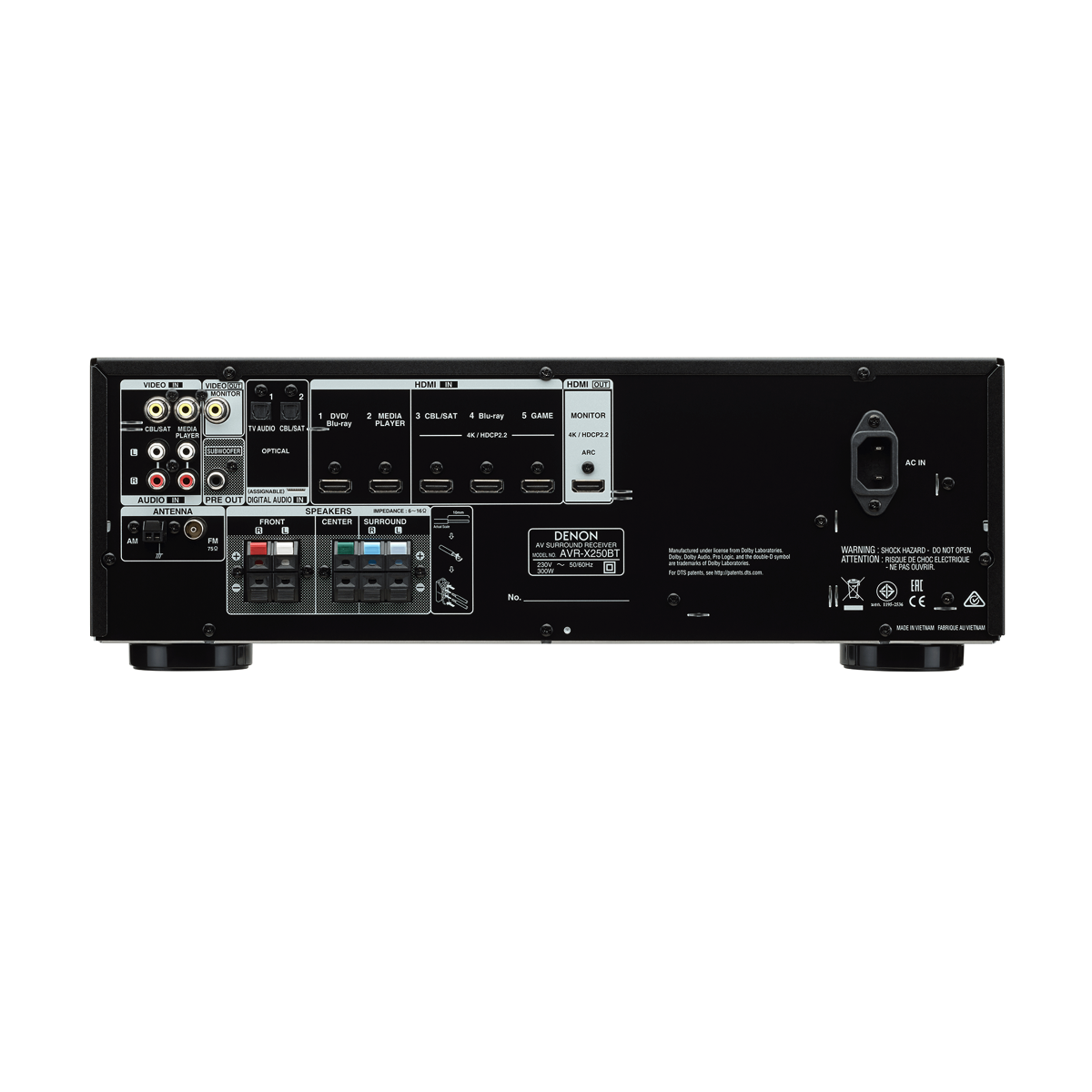 Denon AVR-X250BT - 5.1 Channel AV Receiver Denon AVR-X250BT - 5.1 Channel AV Receiver - Auratech LLC