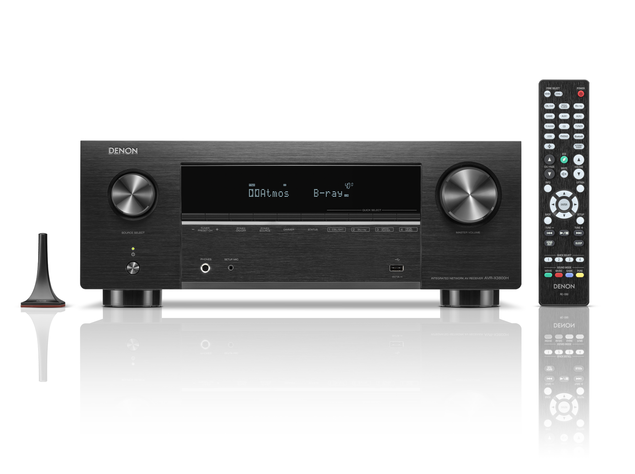Denon AVC-X3800H - 9.4 Channel 8K AV Receiver - Front with Remote