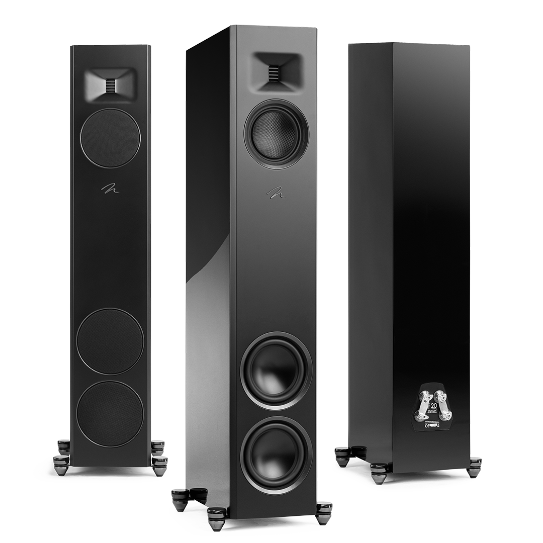 Martin Logan Motion F20 - Floor Standing Speaker - Gloss Black - Angle View - Auratech LLC #color_gloss black
