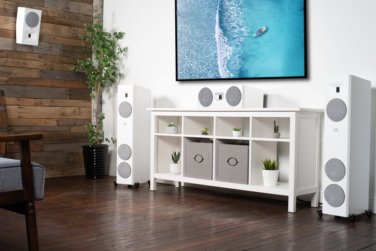 Martin Logan Motion F20 - Floor Standing Speaker - Pair - Lifestyle View - Auratech LLC #color_saturn white