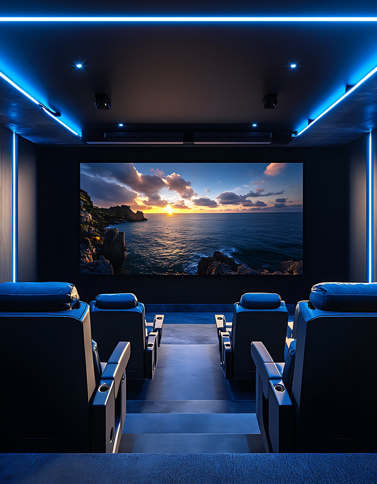 Blue lit cinema - Auratech Dubai