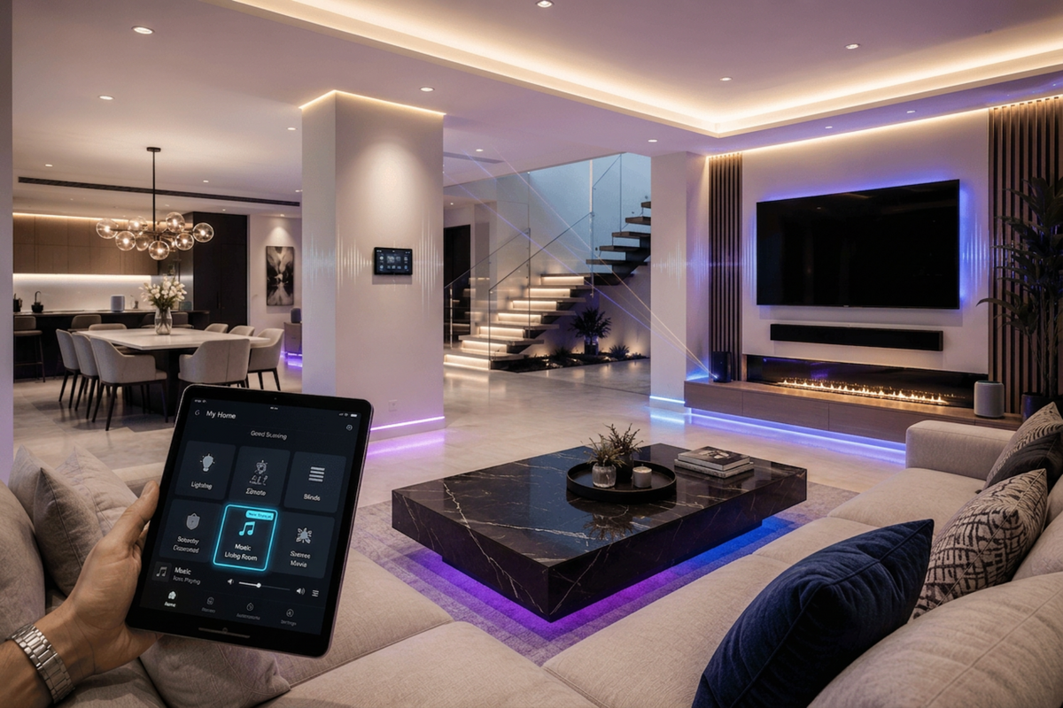 Living room tablet control - Auratech Dubai