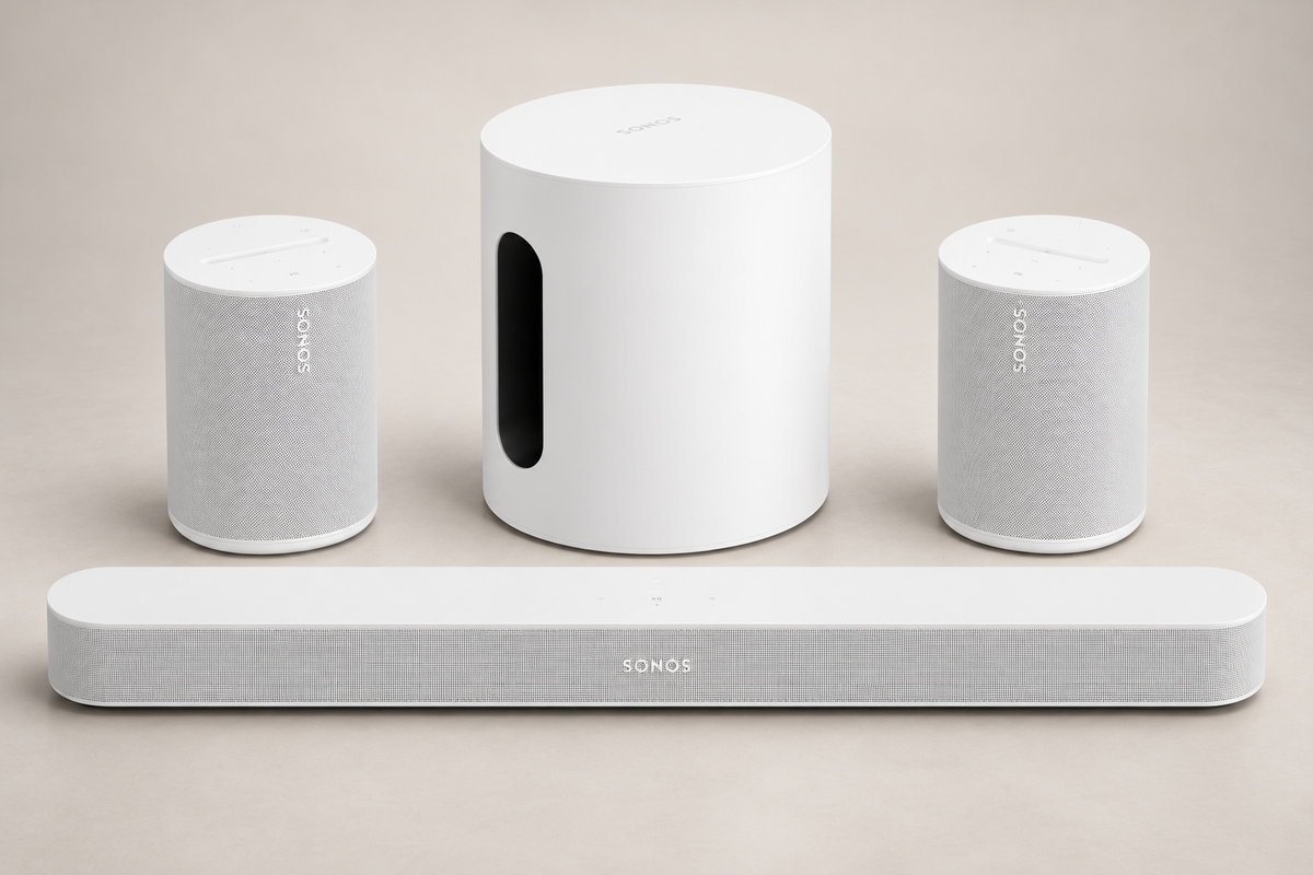 Sonos 5.1 Surround Set - Sonos Beam (Gen 2), Sub Mini & Era 100 Pair - White - Auratech LLC #color_white